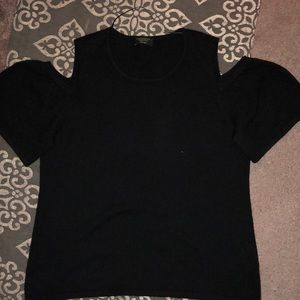 Black cold shoulder cashmere luxury blouse XL